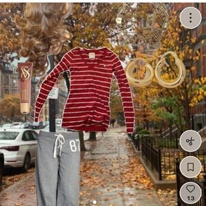 Abercrombie & Fitch Red and White Striped Shirt